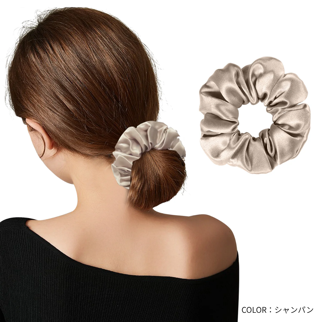 ［Utukky］シルク100％シュシュ｜跡がつきにくいヘアゴム